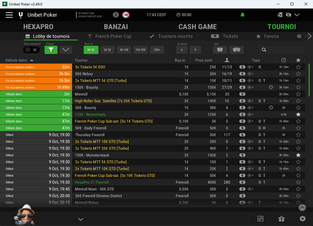 Tournoi poker freeroll sur Unibet-1